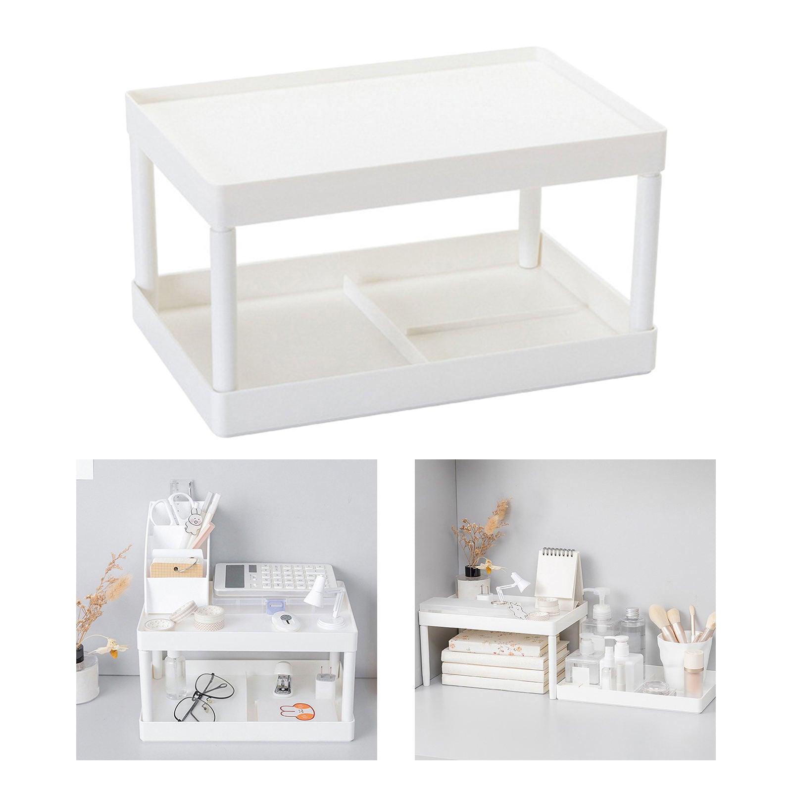2 Layer Desk Table Organizer Holder Countertop Storage Shelf for Dorm Room