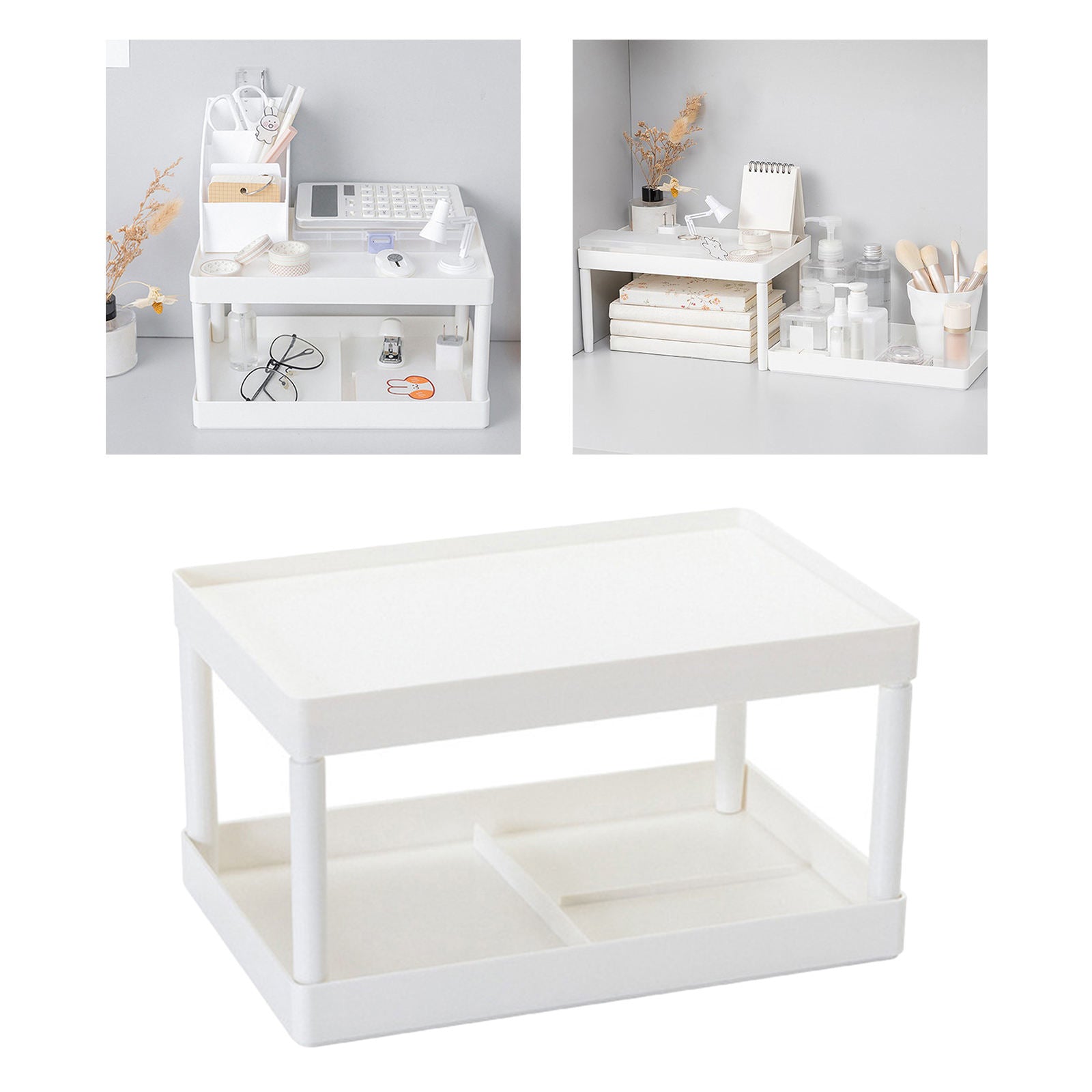 2 Layer Desk Table Organizer Holder Countertop Storage Shelf for Dorm Room