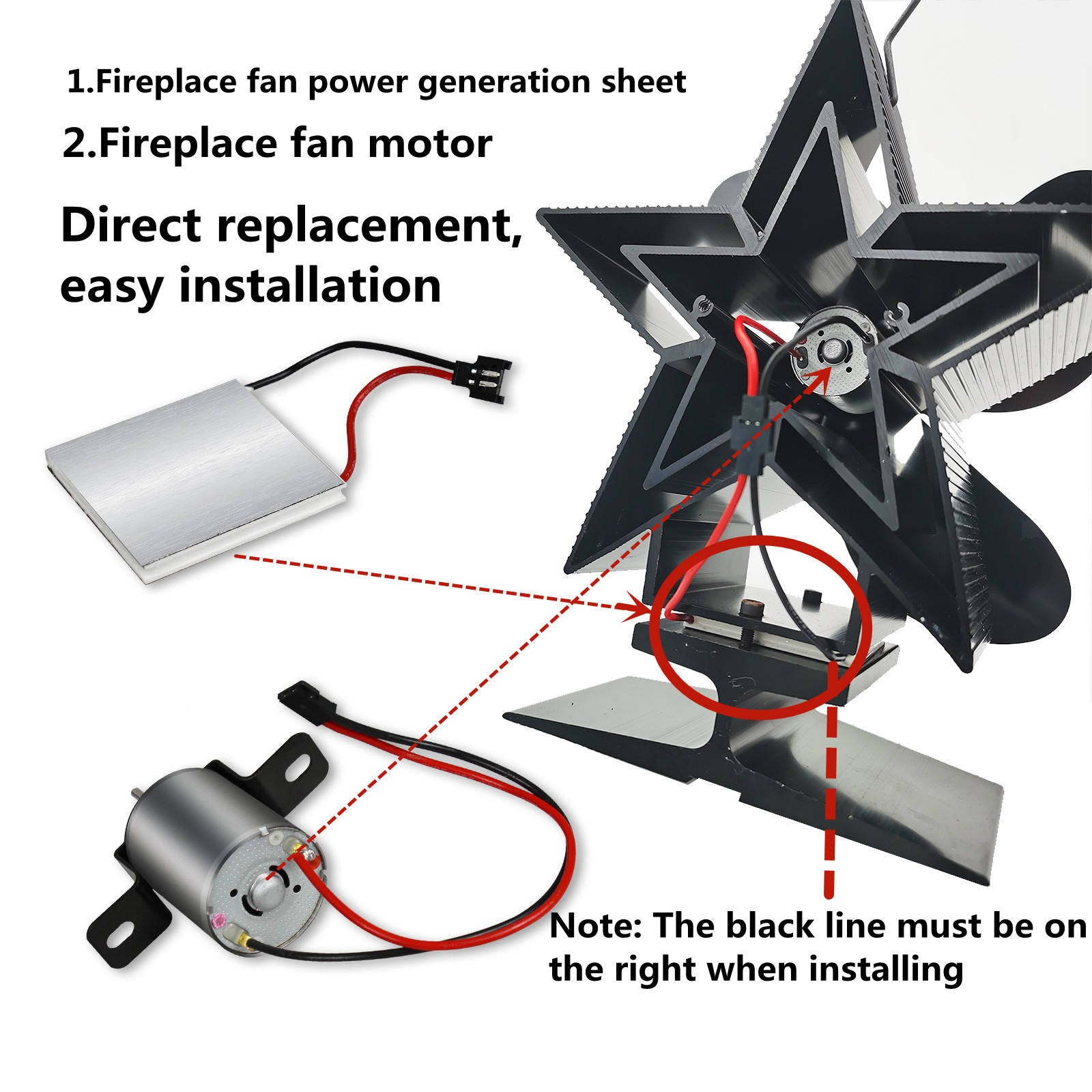 Fireplace Fan Motor Metal Motor for Generator Piece Repair Parts, Electric Power