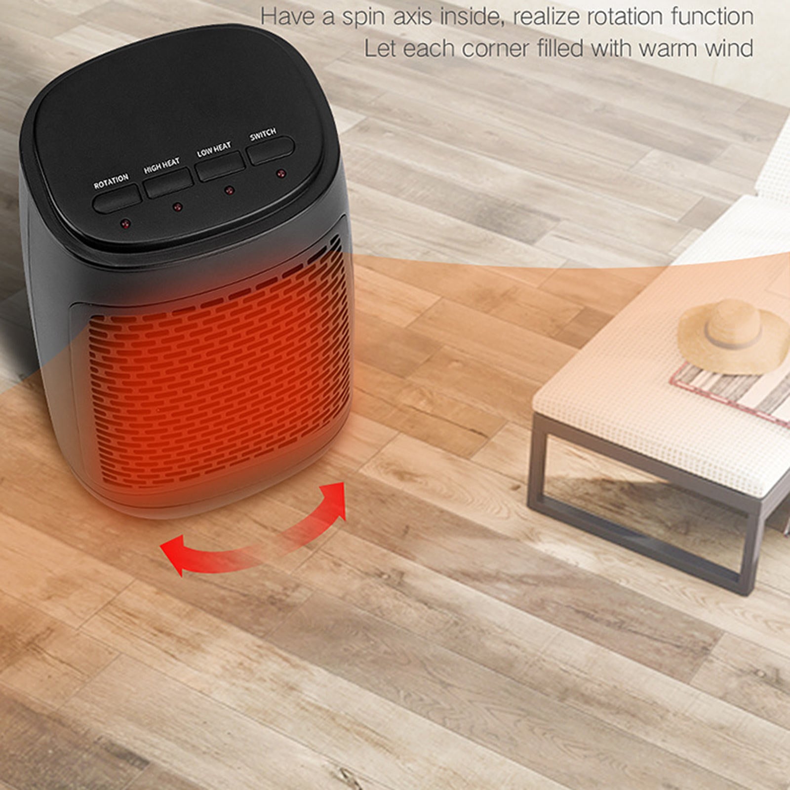 220-250V Electric Space Heater Adjustable Quiet Heated Fan Thermostat Decors