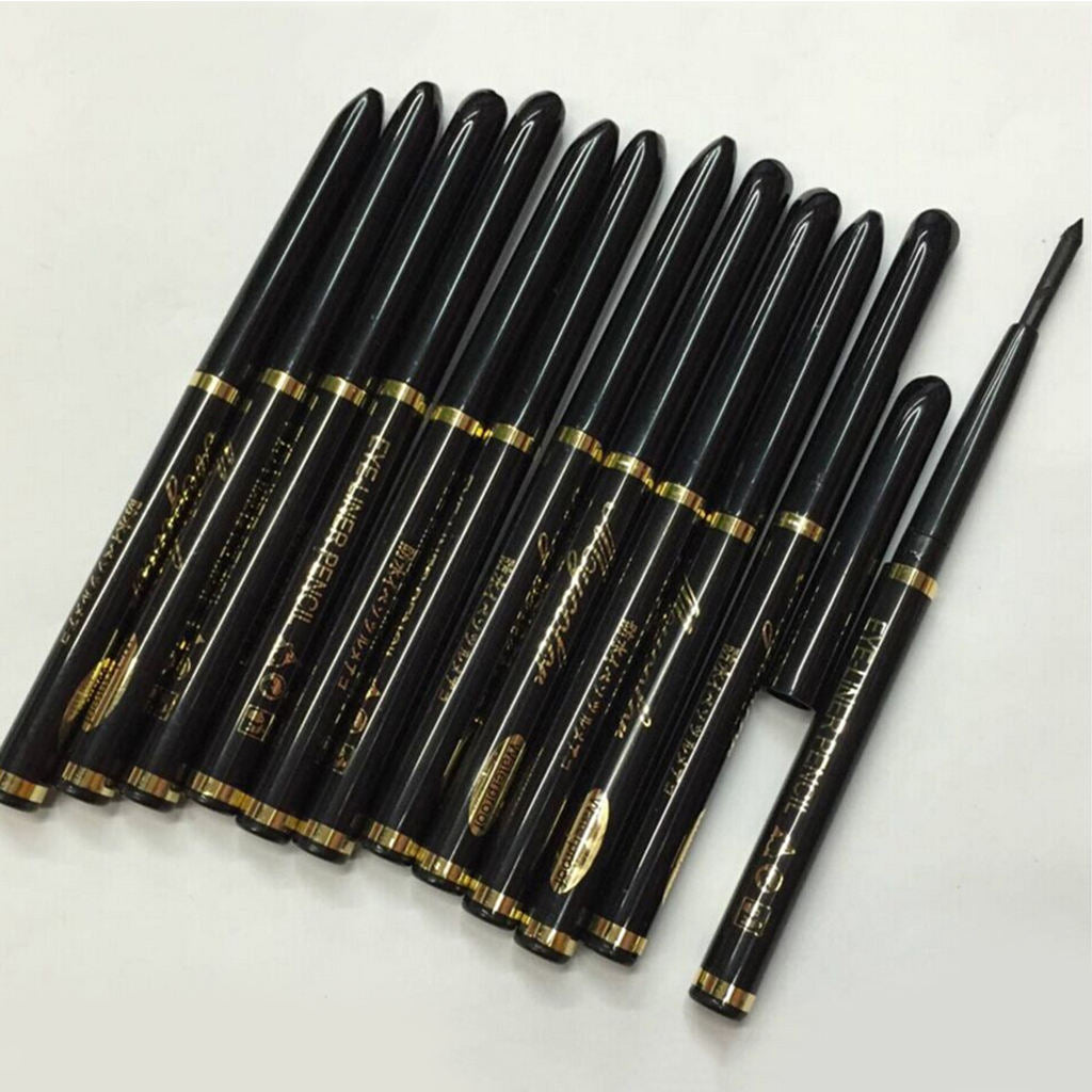 12pcs WATERPROOF Black Cosmetic Eye Liner Eyeliner Pencil Pen Makeup