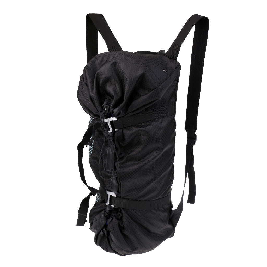 Foldable climbing rope backpack with pad and strap black