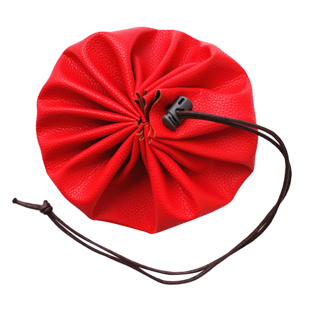 Waterproof 15" PU Leather Drawstring Storage Pouch Swimming Beach Camp -Red