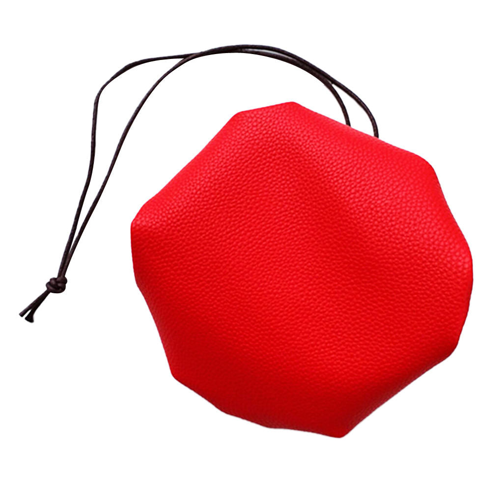 Waterproof 15" PU Leather Drawstring Storage Pouch Swimming Beach Camp -Red