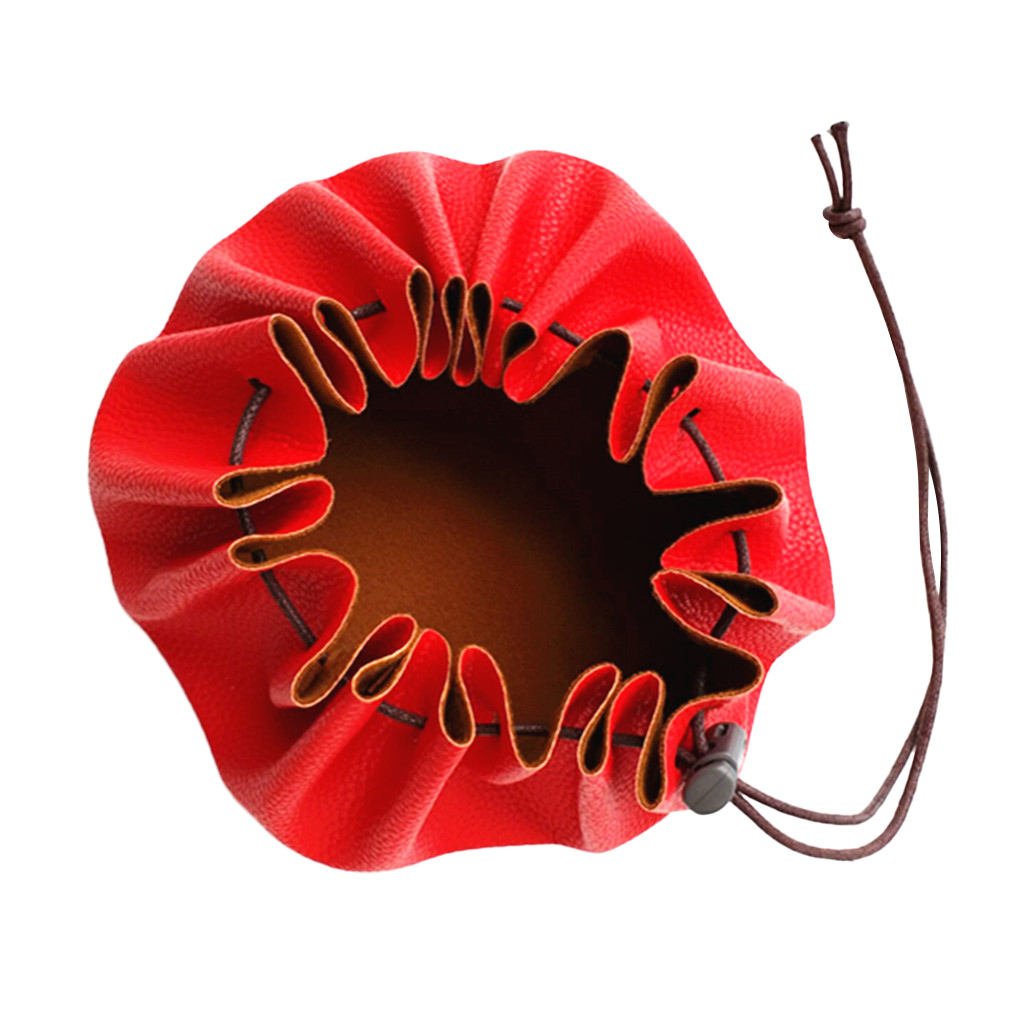 Waterproof 15" PU Leather Drawstring Storage Pouch Swimming Beach Camp -Red