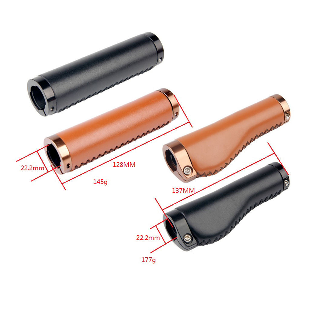 1 Pair PU Leather Bicycle Handlebar Grips Scooter Handlebar Overgrip Brown 1
