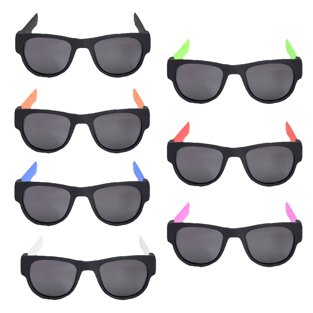 2 Pieces Folding Sunglasses Portable Outdoor Sun Glasses Unisex Slap Wristband