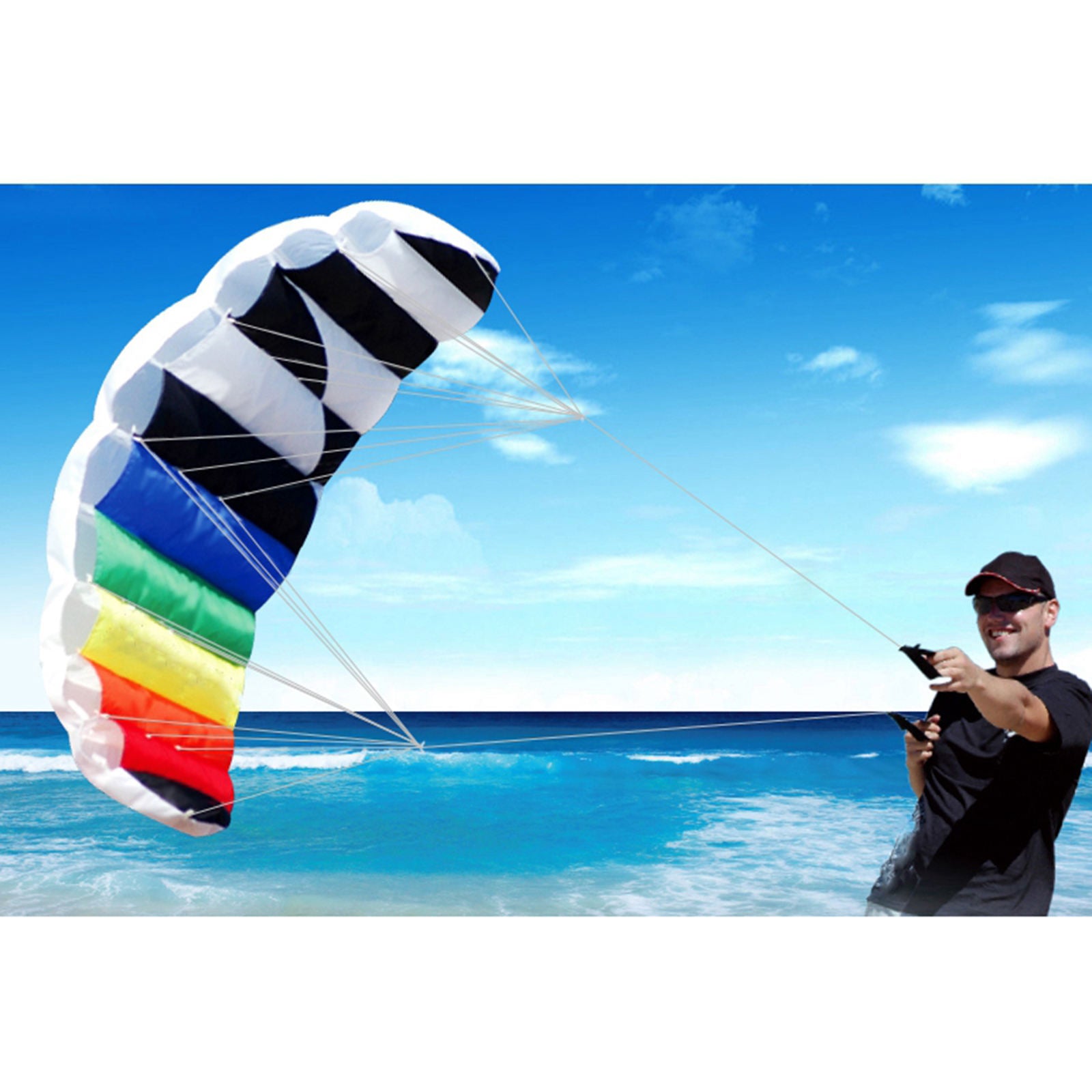 1.4m Inflatable Stunt Power Kite Beach Dual-Line Parafoil Summer Parachute