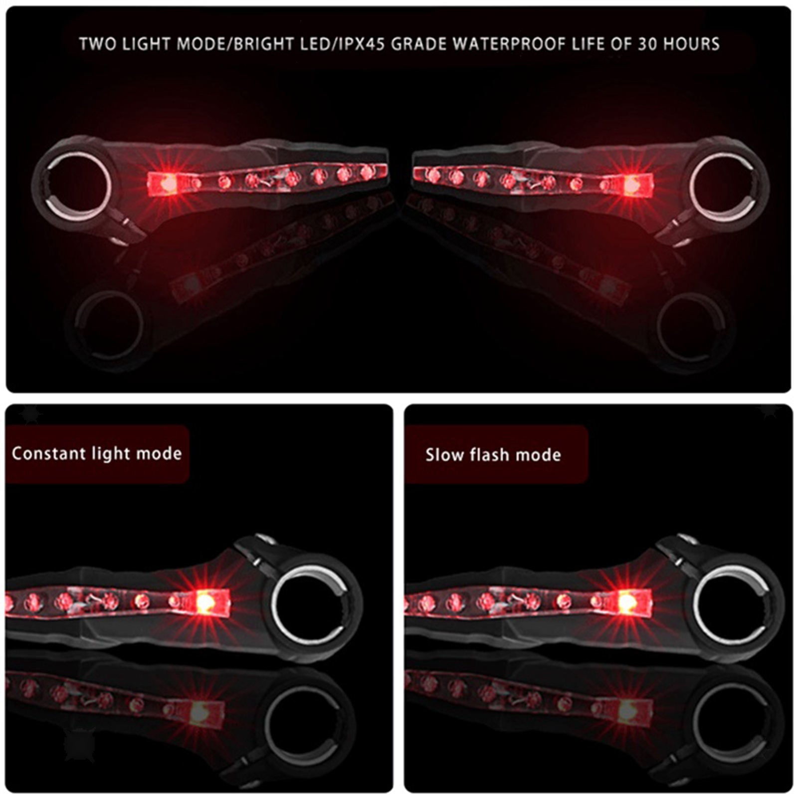 2x Bicycle Handlebar Grips Light Bar End Safety Lamp Road Bikes Cycling