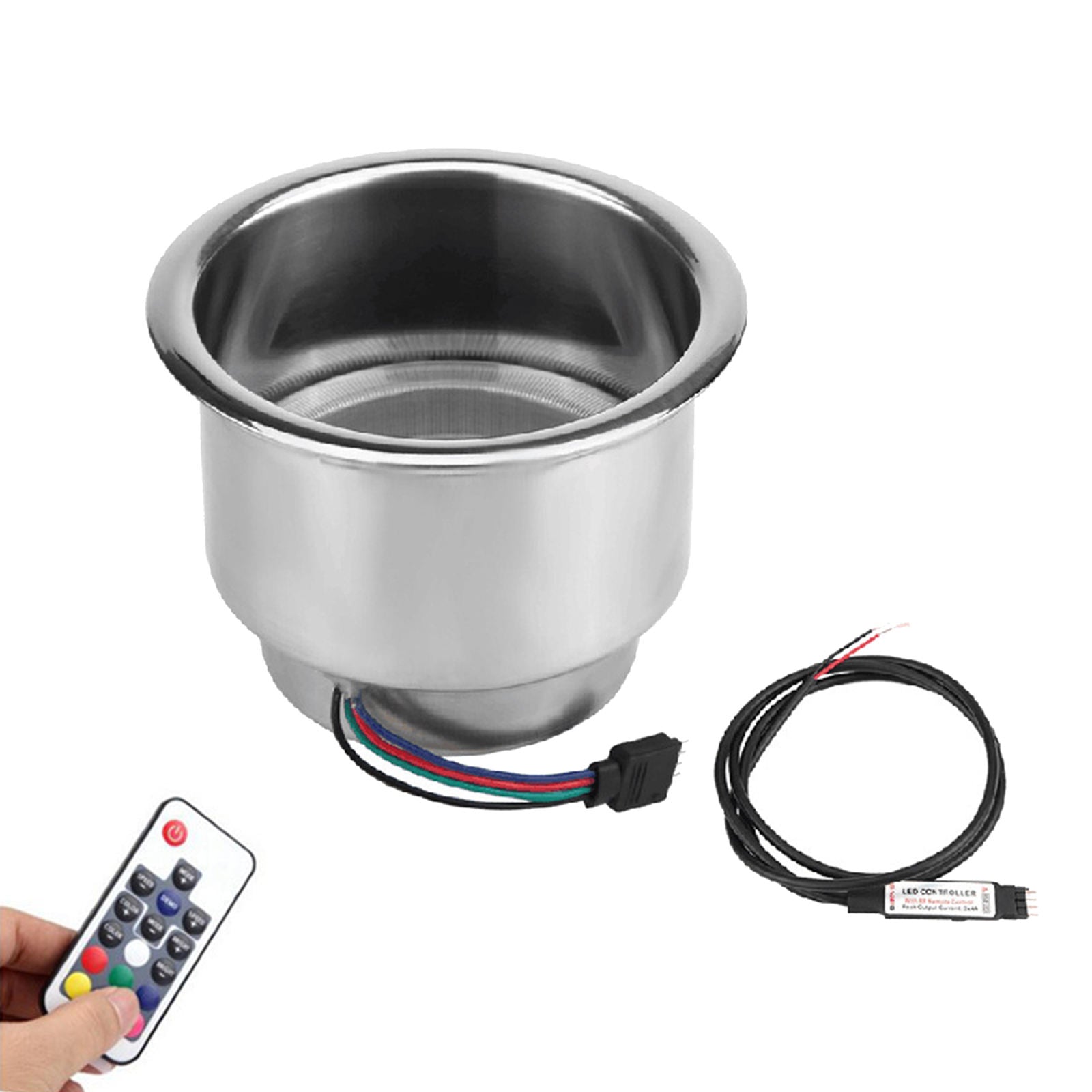 Stainless Steel Cups Holder Interiors DC 12V 3W LED Lights Marine Car Camper