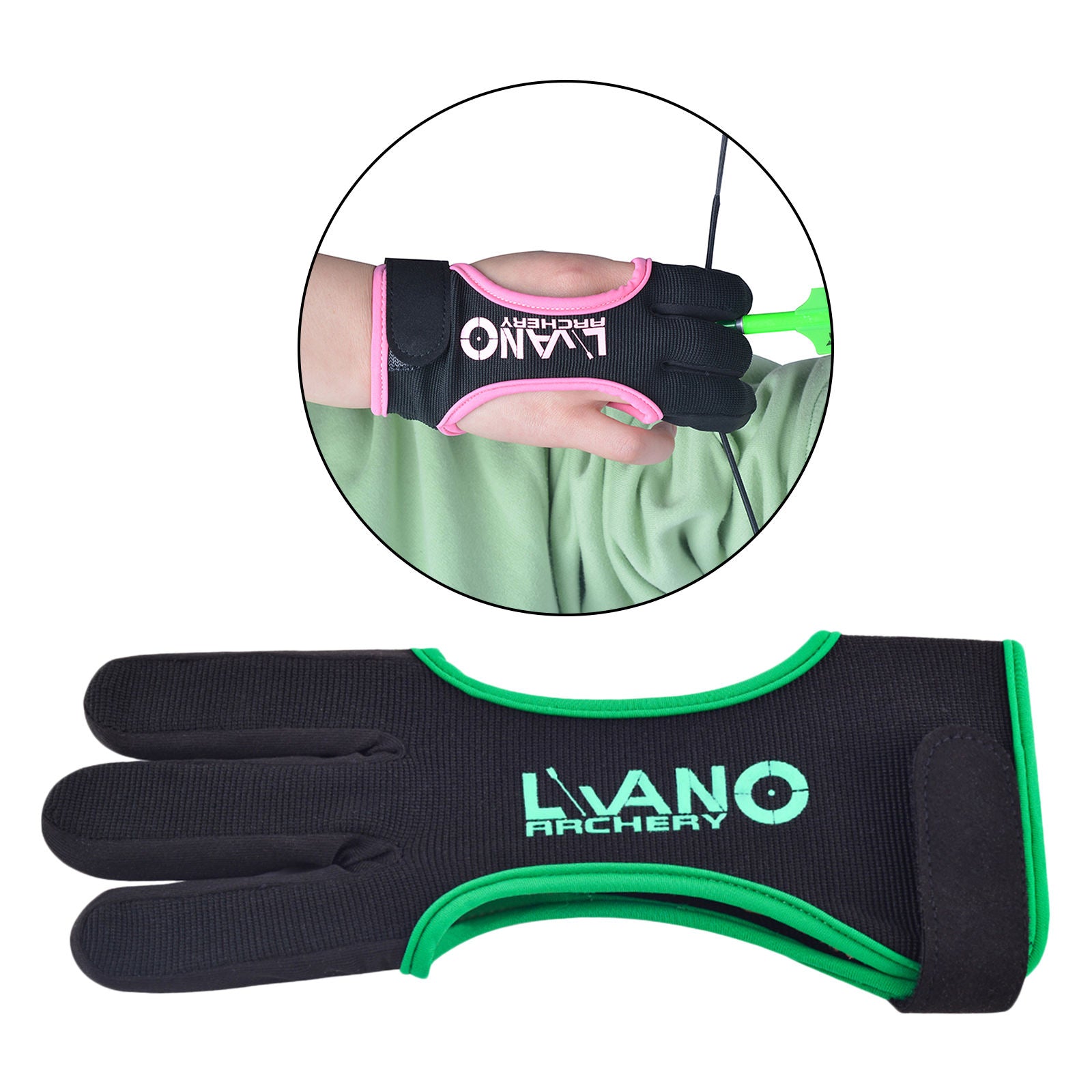 Archery Gloves 3 Finger Leather Glove for Recurve Compound Bow Black XL