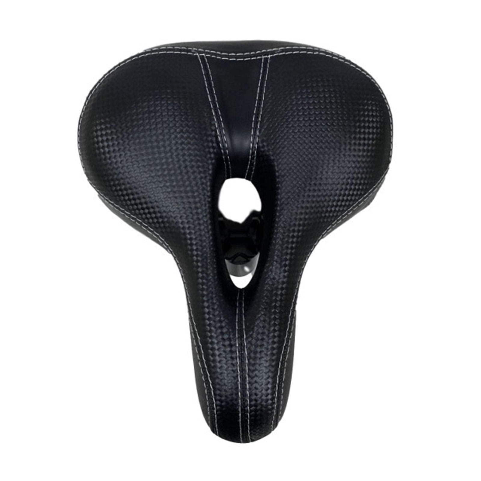 Comfortable Bike Seat - Soft Foam Padded Wide Leather Bicycle Saddle Cushion for