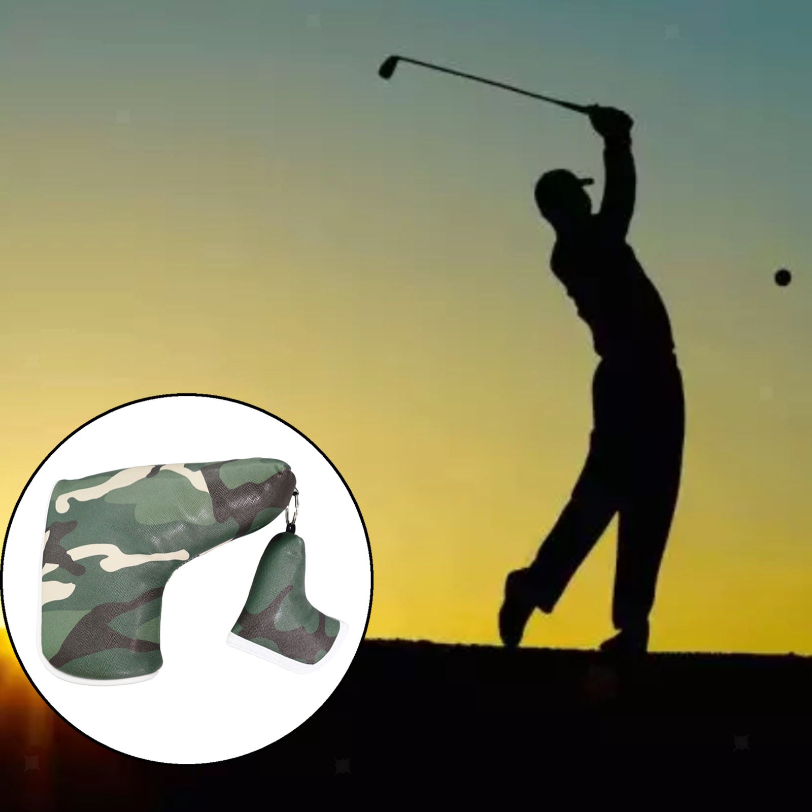 Camouflage Green Golf Club Putter Headcovers PU Leather Golf Putter Cover Mini