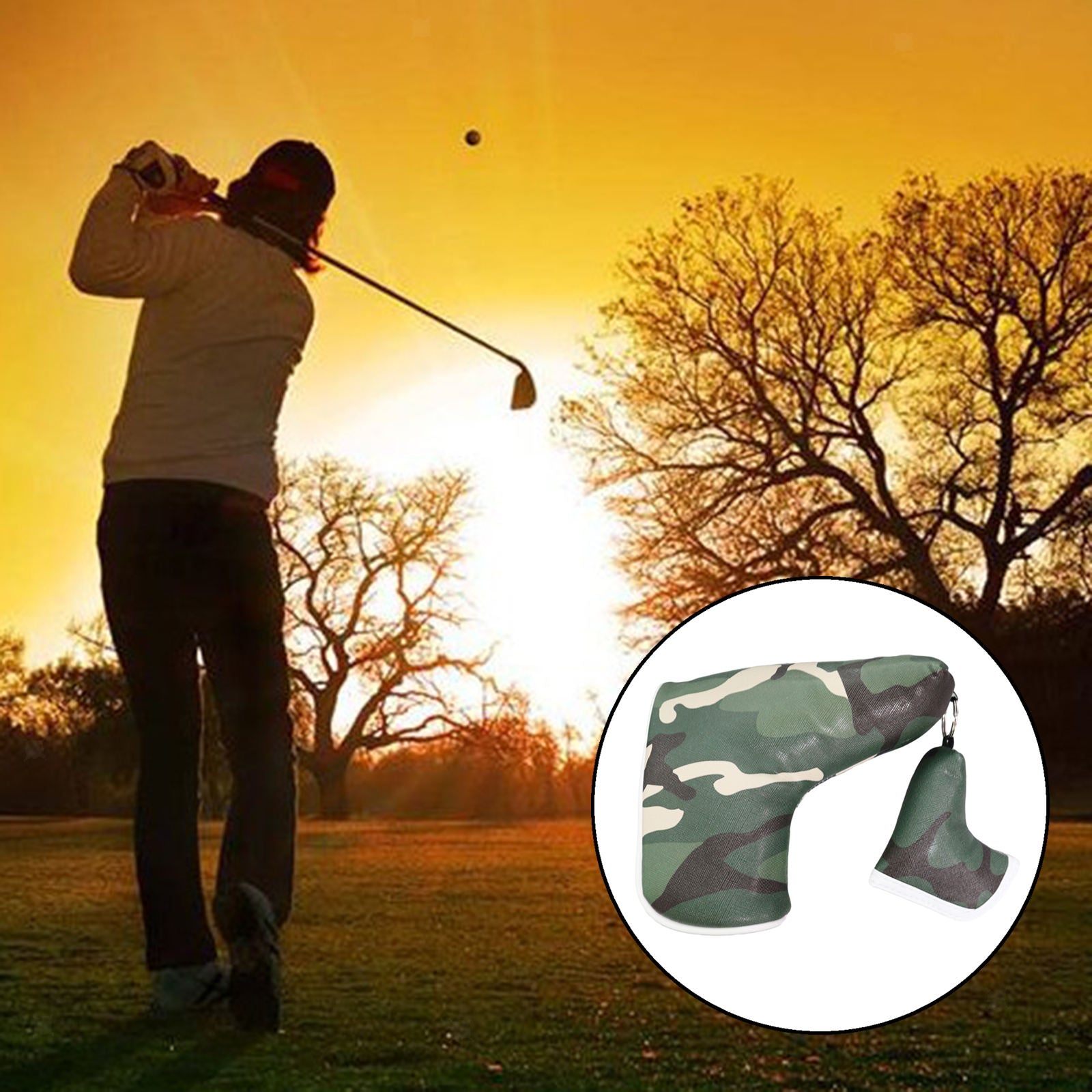 Camouflage Green Golf Club Putter Headcovers PU Leather Golf Putter Cover Mini