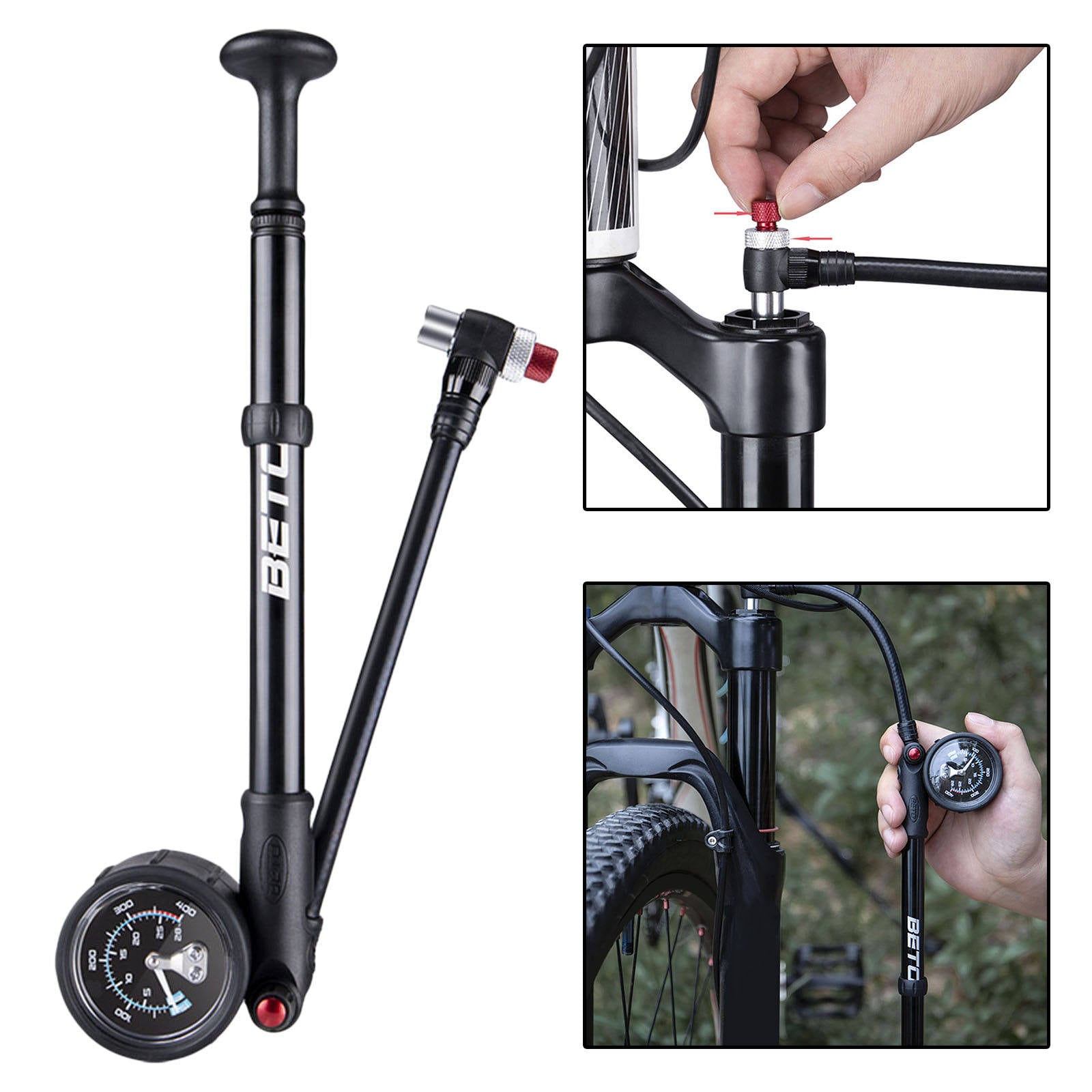 Bike Fork Shock Pump400PSI Digital Gauge High Pressure for MTB Bicycle