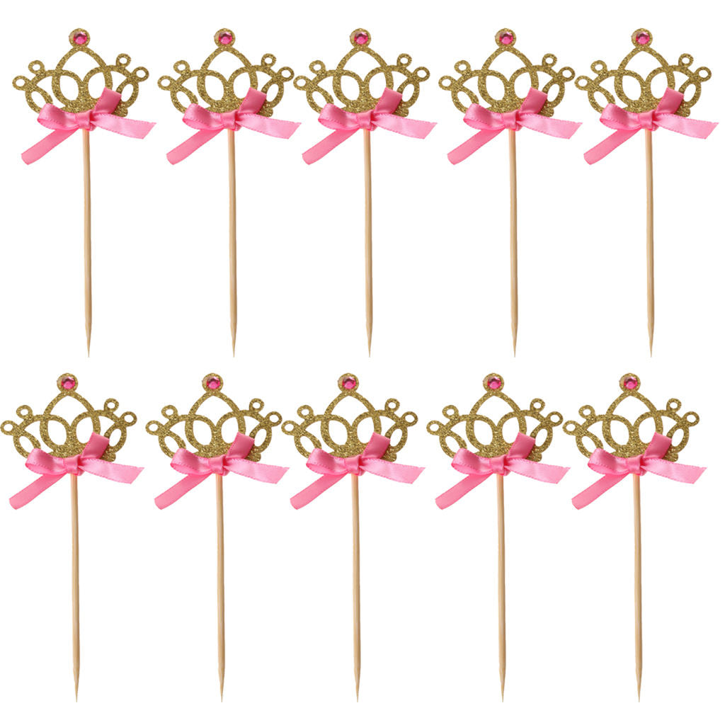 10 Packs Personalised Crown Princess Cake Topper Cupcake Toppers Favors