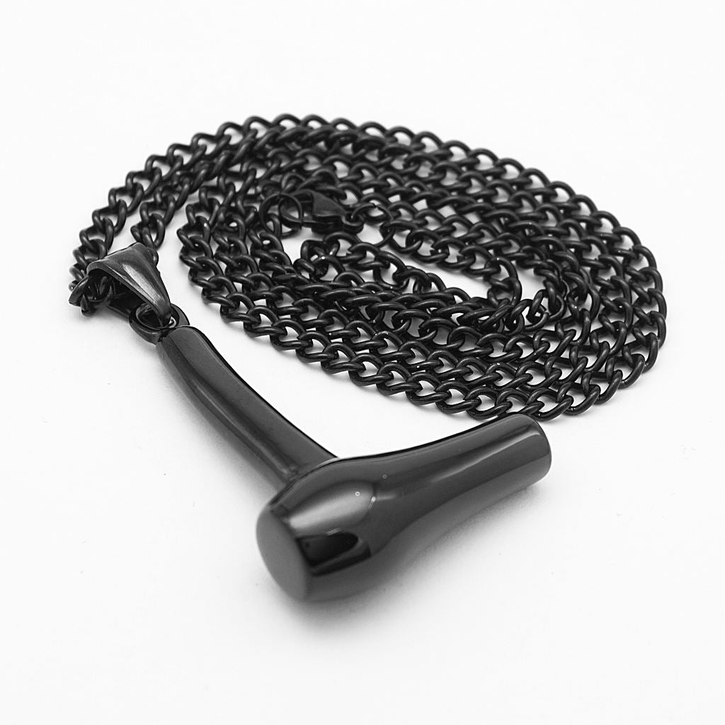 Stainless Steel Hair Dryer Pendant Necklace Chain Fashion Jewelry Black