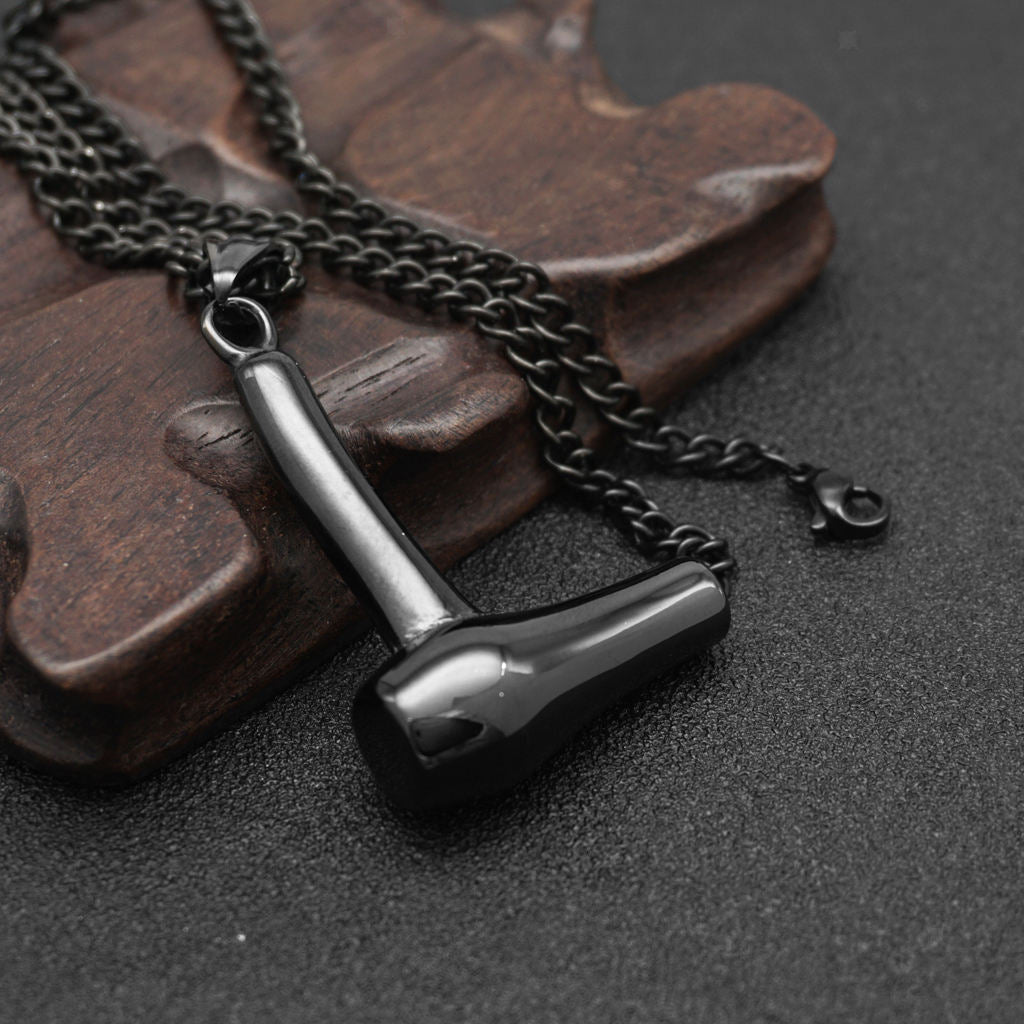 Stainless Steel Hair Dryer Pendant Necklace Chain Fashion Jewelry Black