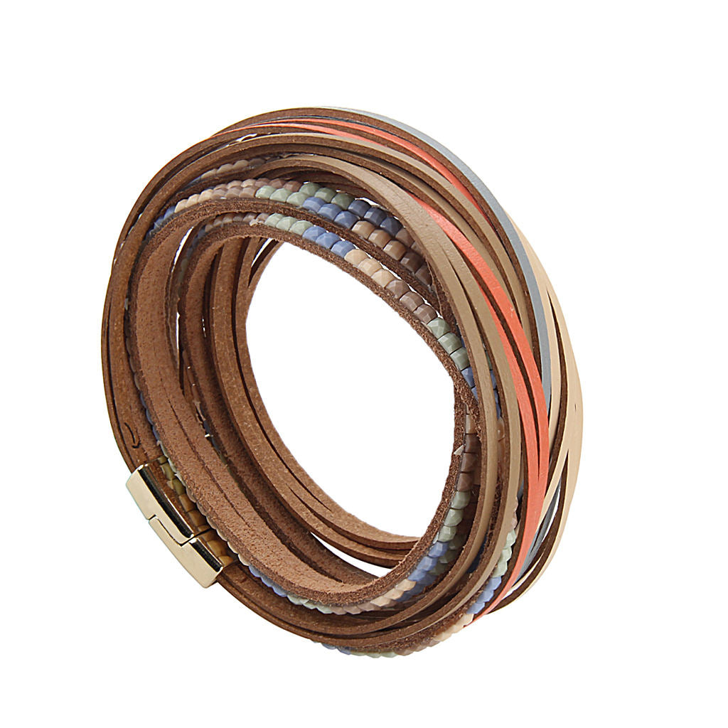 Punk Fashion Biker Tribal Jewelry PU Leather Cuff Rivets Bracelet Multicolor