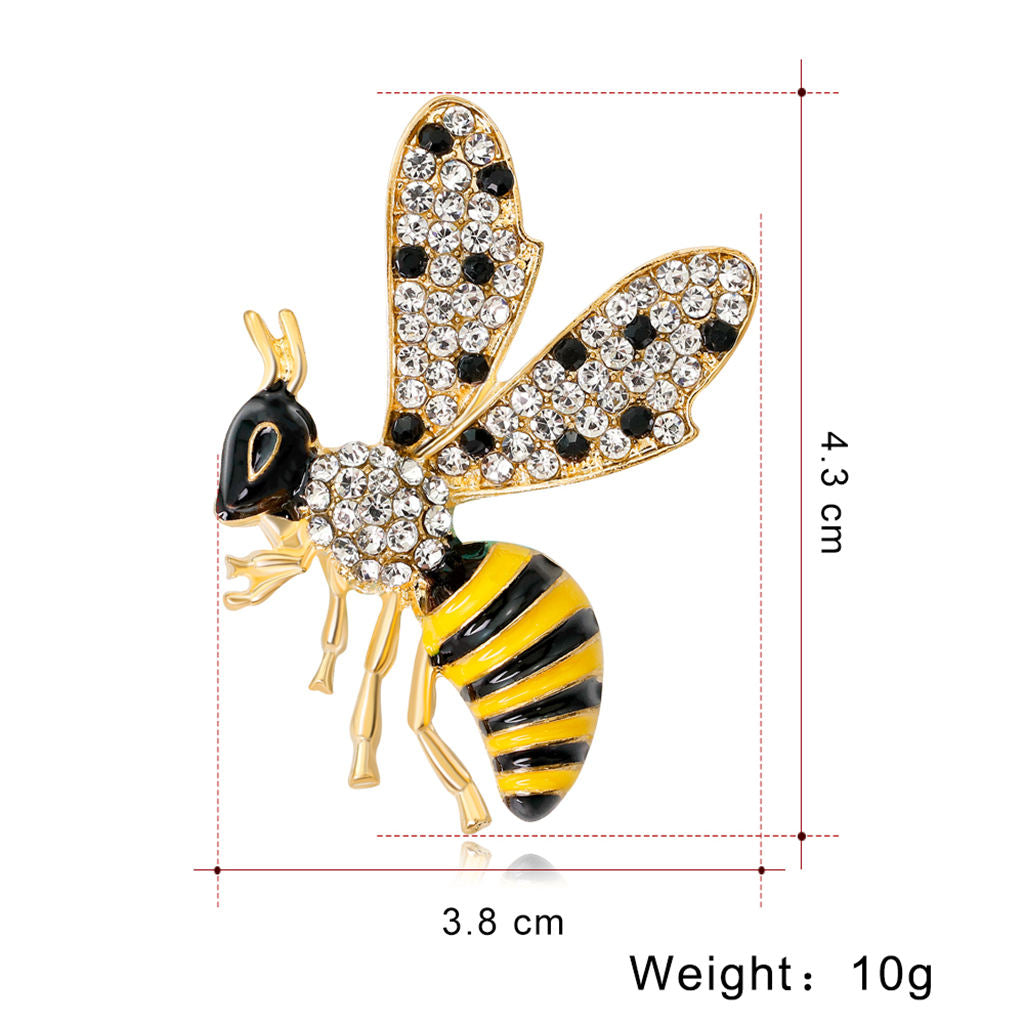 2 Pieces Rhinestone Crystal Enamel Insect Animal Honeybee Pin Corsage