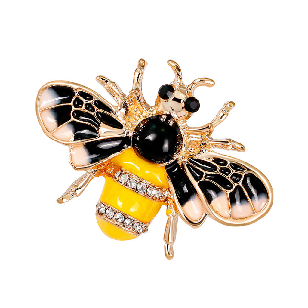 2 Pieces Rhinestone Crystal Enamel Insect Animal Honeybee Pin Corsage
