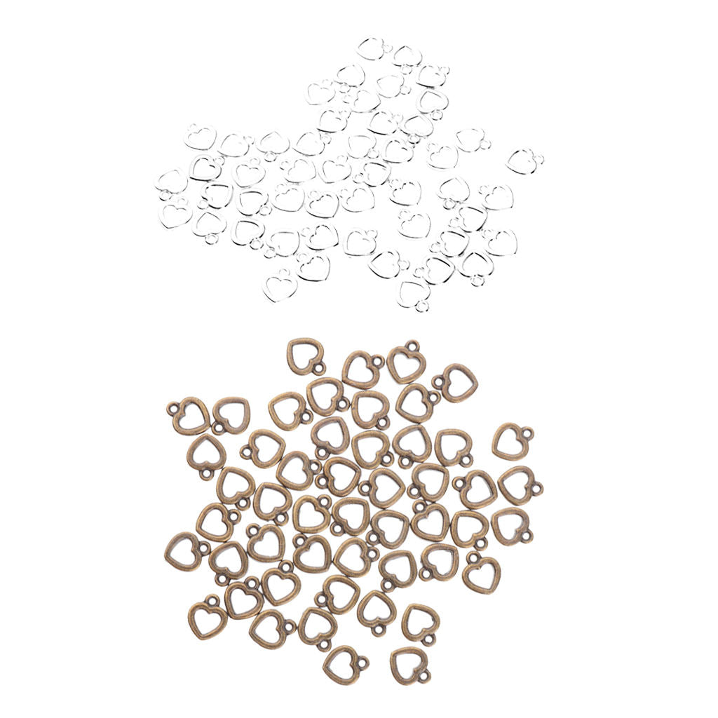 100 Pieces Hollow Mini Heart Charms DIY Crafts Necklace Earring Findings