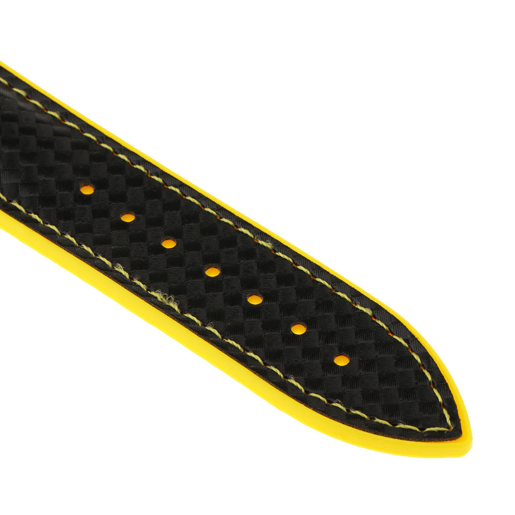 Men Textured Silicon Rubber Watch Band Replacement Strap Waterproof Yellow