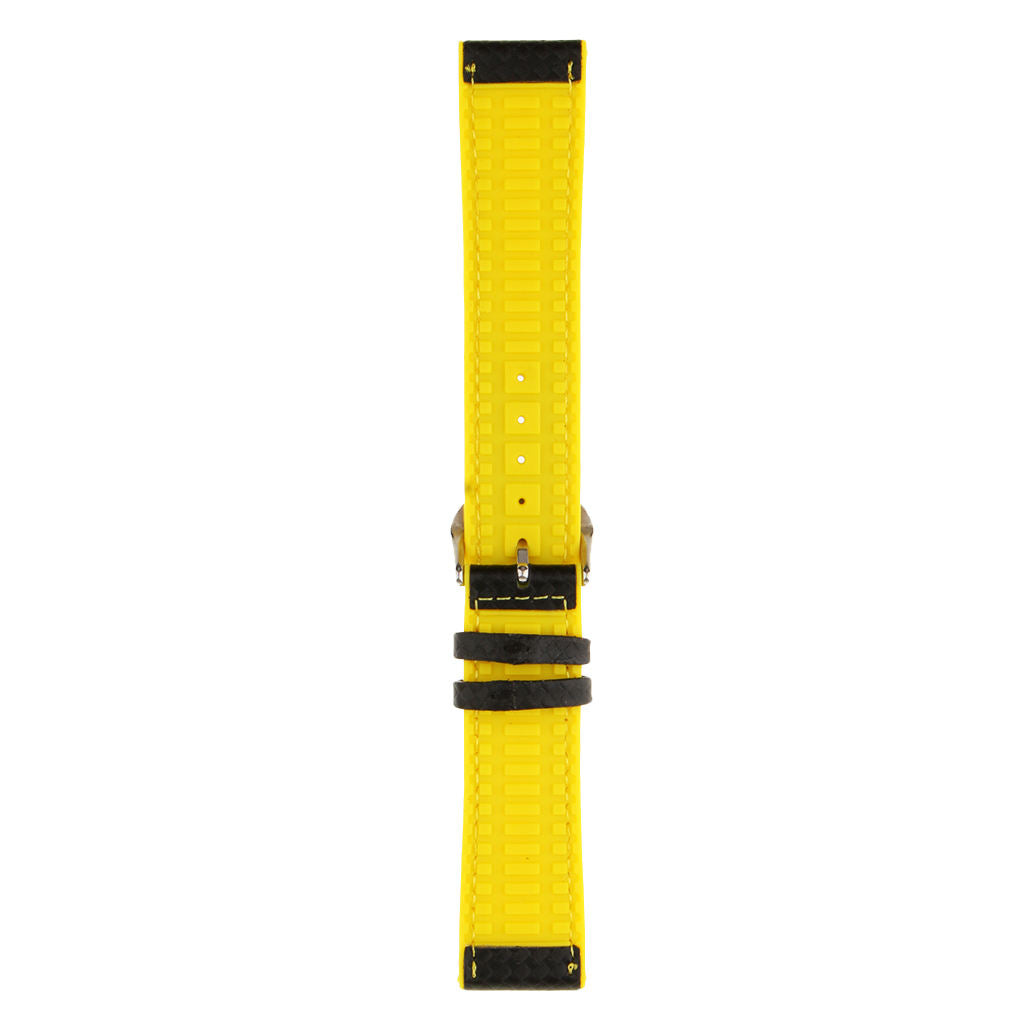 Men Textured Silicon Rubber Watch Band Replacement Strap Waterproof Yellow