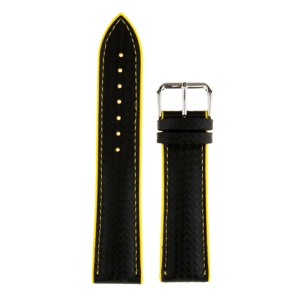 Men Textured Silicon Rubber Watch Band Replacement Strap Waterproof Yellow