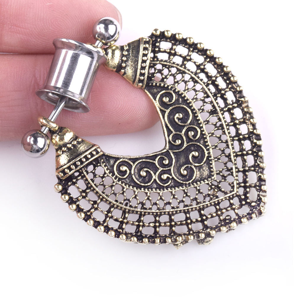 Bronze Stainless Steel Heart  Pendant Earrings Ear Expander Tunnels Plug  8