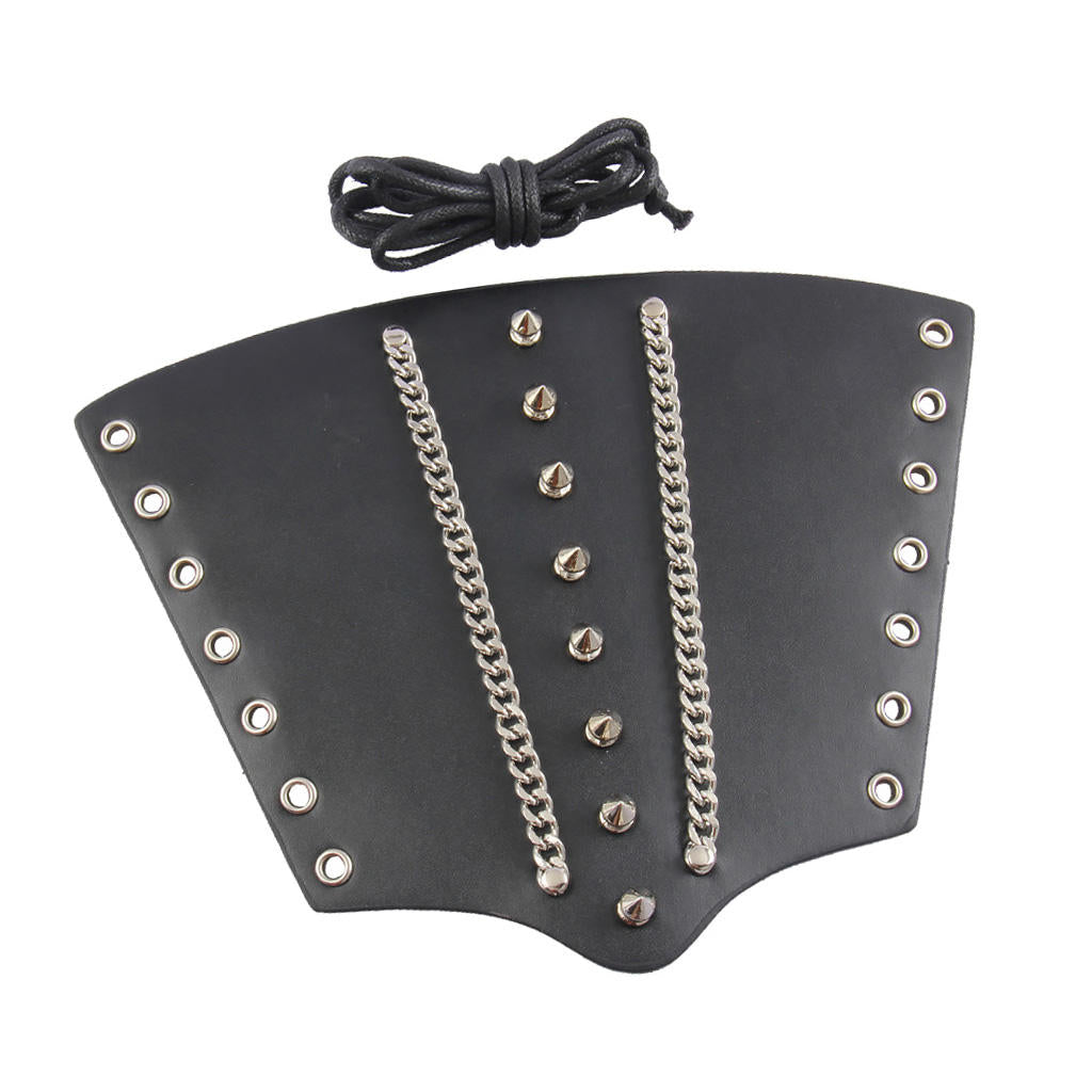 Punk PU Leather Gauntlet Rivet Bracelet Wristband Wrap Cuff Band Black
