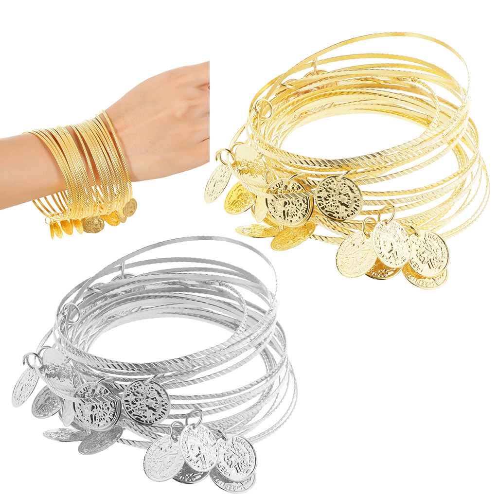 40 Pieces Multiple Bangles Bracelets Fashion Jewelry for Belly Dancing