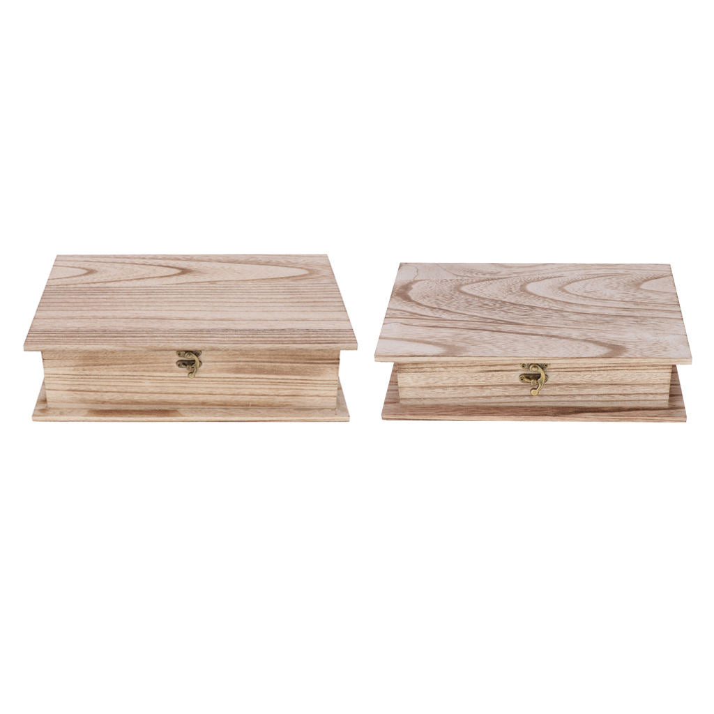 2 Pieces Wooden Jewelry Case Necklace Bracelet Earrings Storage Box
