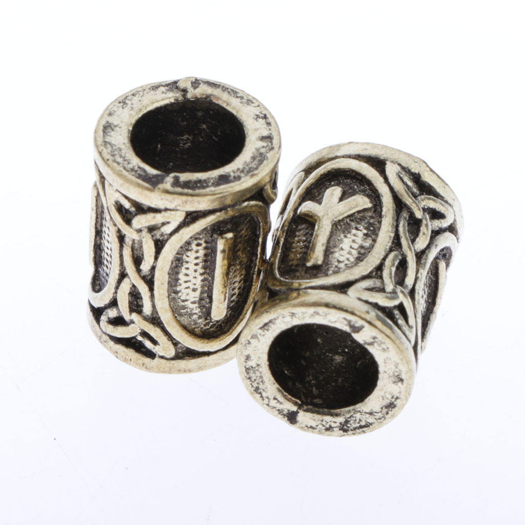 96x Viking Runes Charms Beads Hair Beard Retro Pendants Necklace DIY Crafts