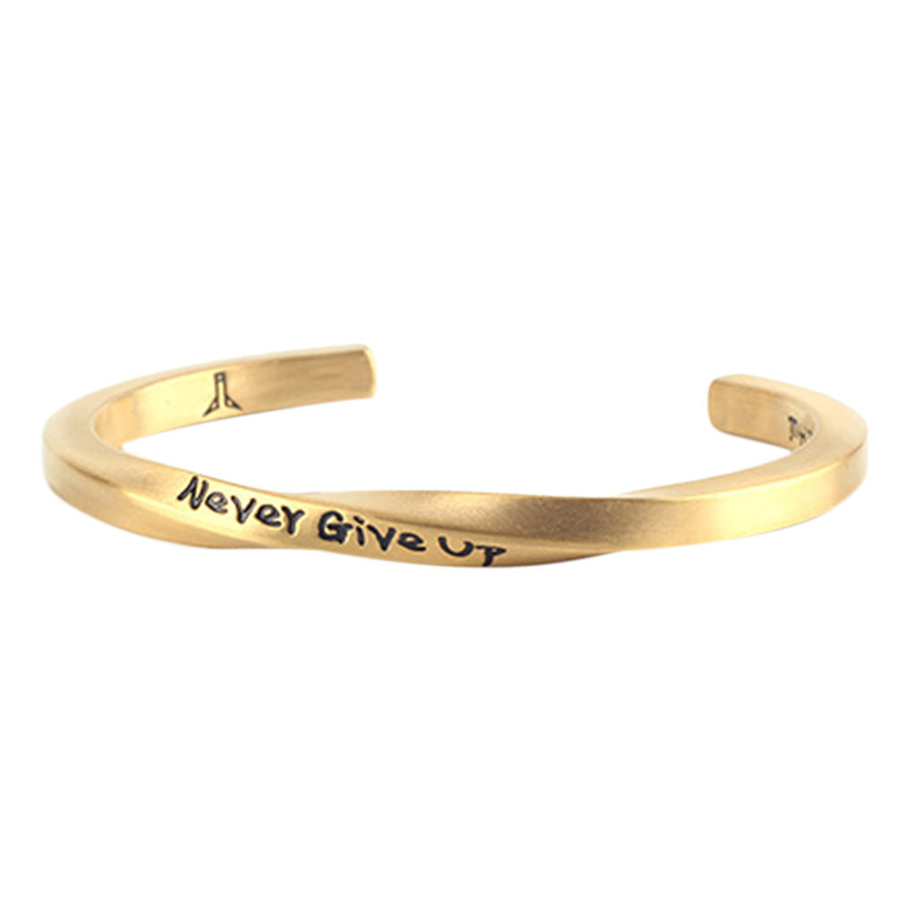 2 Pieces Never Give Up Twist Open Bangle Women Men Couple Jewelry for Men