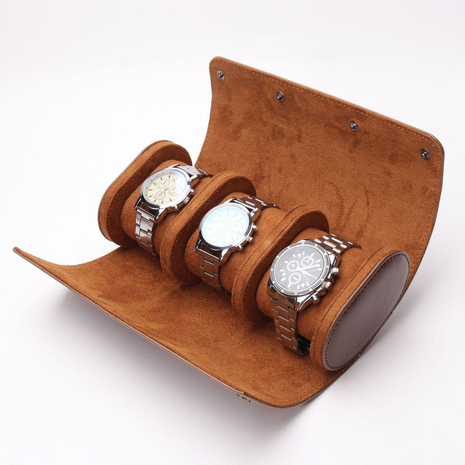 Chic Leather Organizer Watch Storage Box Travel Roll Detachable for Watches