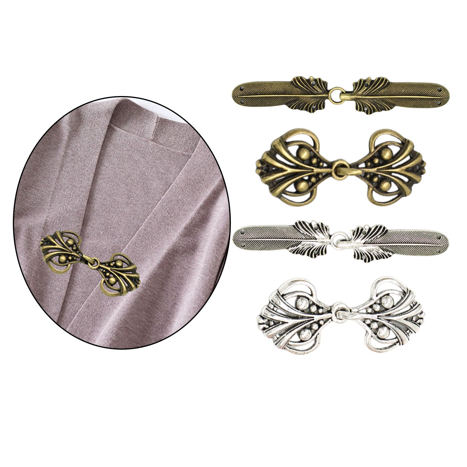 4Pair Cardigan Sweater Pin Cape Clasp Buckle Sweater Shawl Shirt Collar Clip