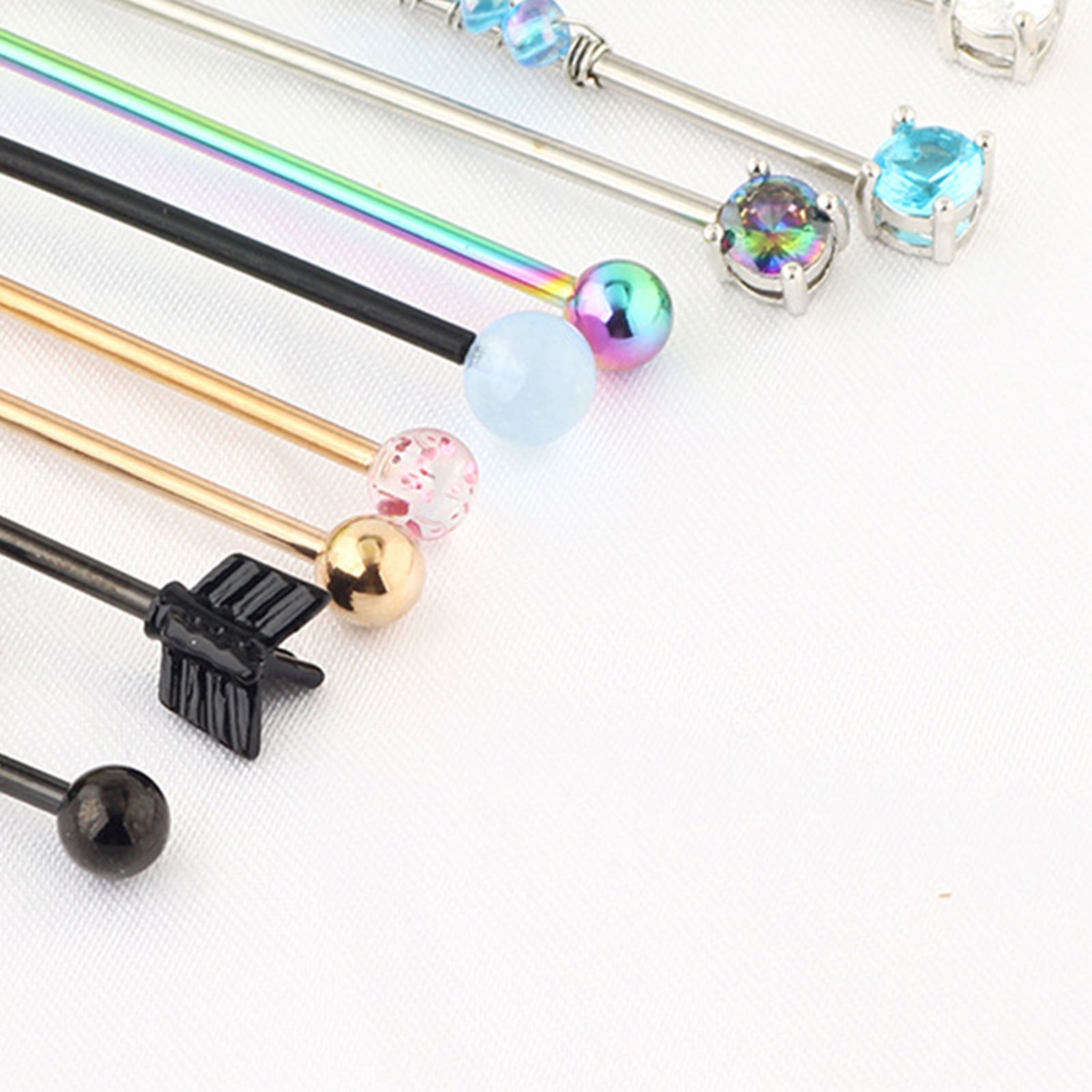 18 Pieces 14G Industrial Barbell Earring Piercing Bar 38mm for Women Men