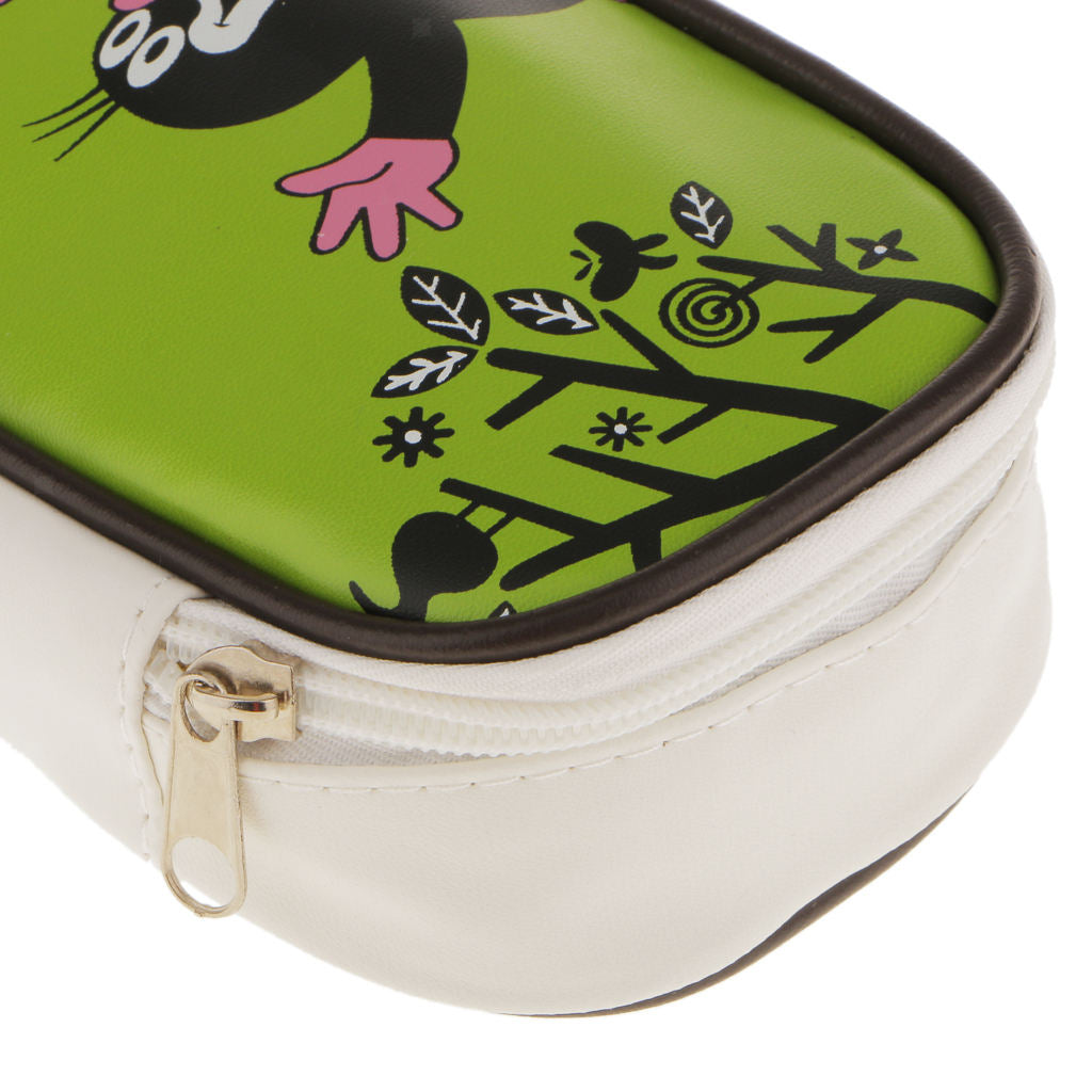 Cute Animal Paint PU Makeup Bag Kids School Pen Pencil Bag Case - Green