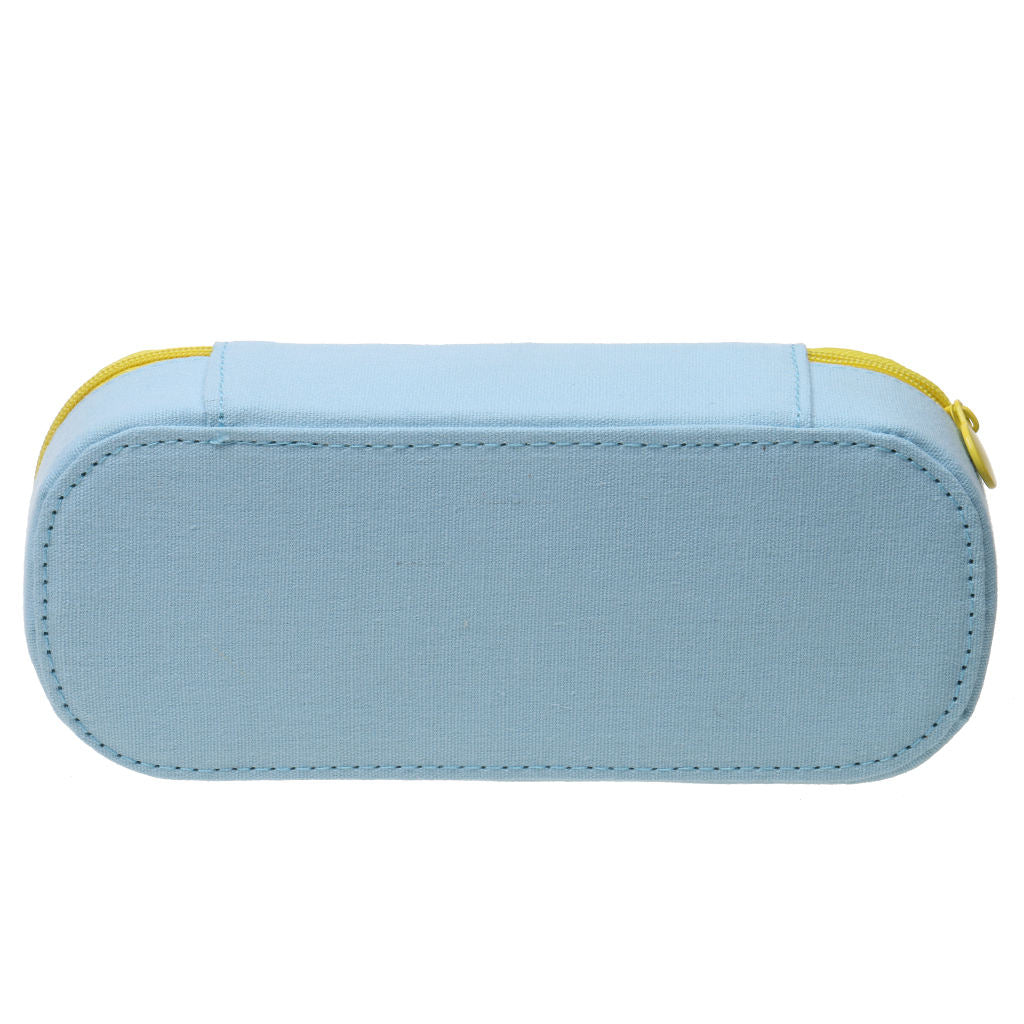 Blue Canvas With Cartoon Giraffe Pencil Pen Case Pouch Cosmetic Makeup Bag