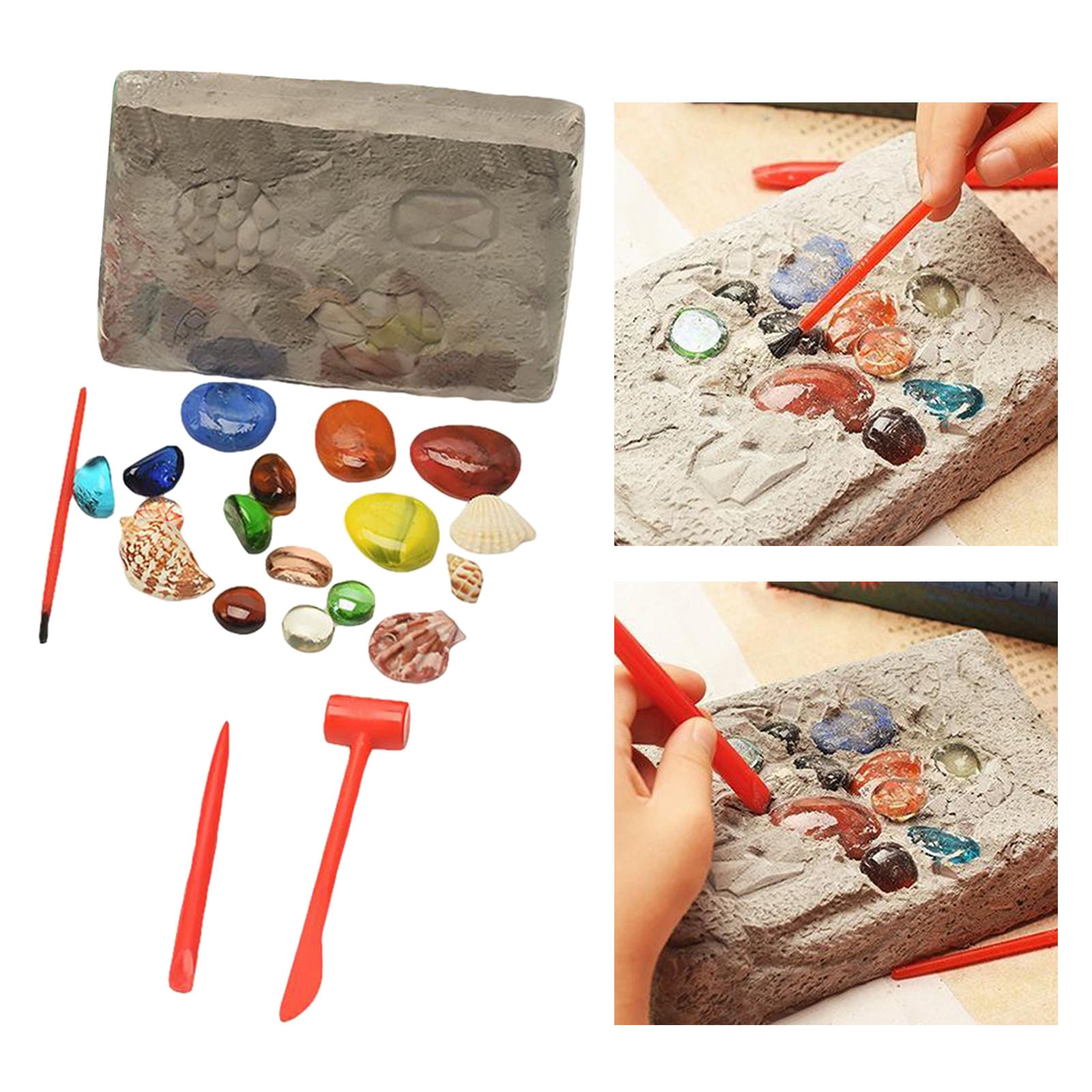 Jewel Digging Kits with 17 Simulation Gemstones for Kids Rock Collection Science