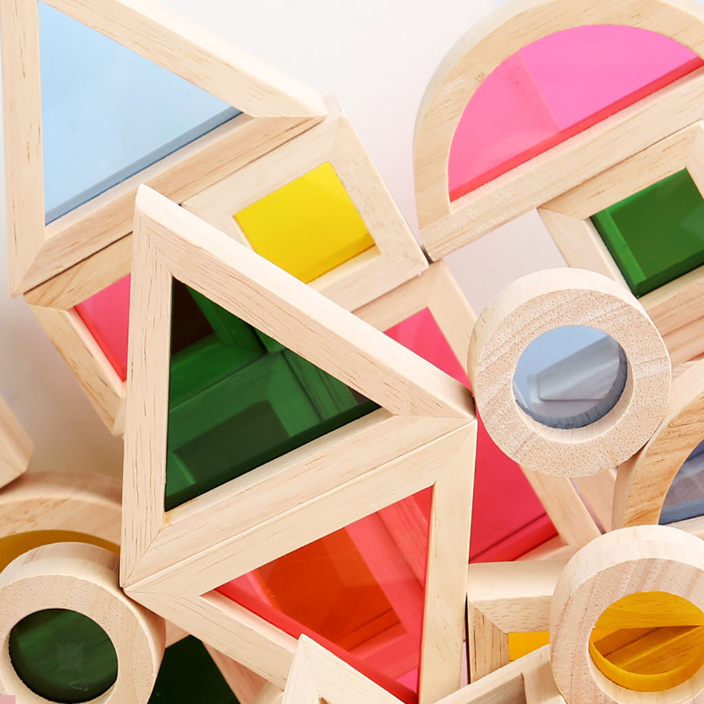 24Pcs/Set Geometry Wood Stacking Block Stacking Building Block Early Toys