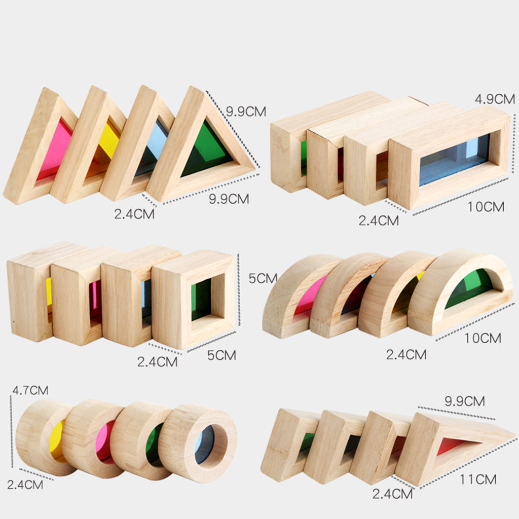 24Pcs/Set Geometry Wood Stacking Block Stacking Building Block Early Toys