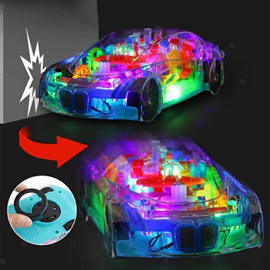 Durable Kids Electric Transparent Race Car Toys for Boys Girls Xmas Gifts