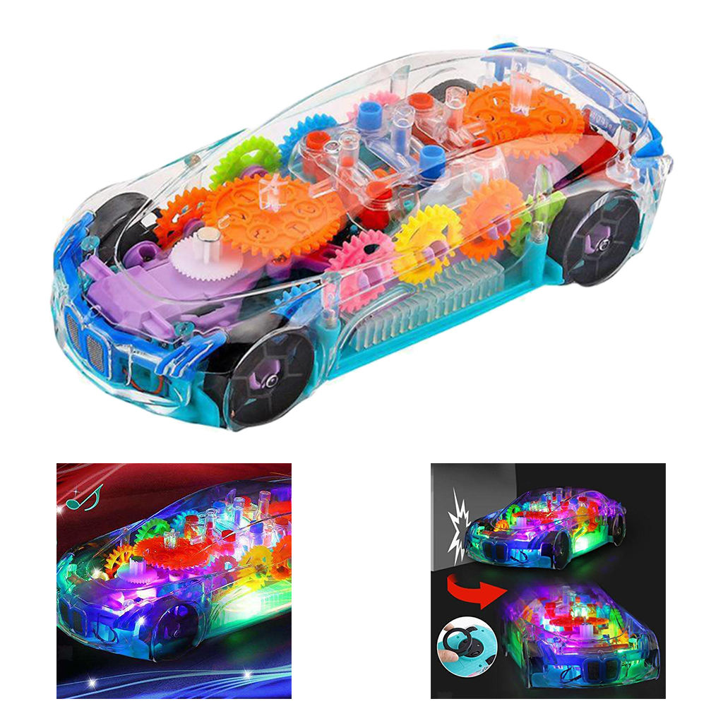 Durable Kids Electric Transparent Race Car Toys for Boys Girls Xmas Gifts