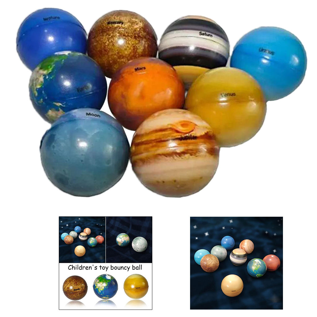 9Pcs Planet Bouncy Ball 2.48 Inches Release Anxiety Solar System for Kids