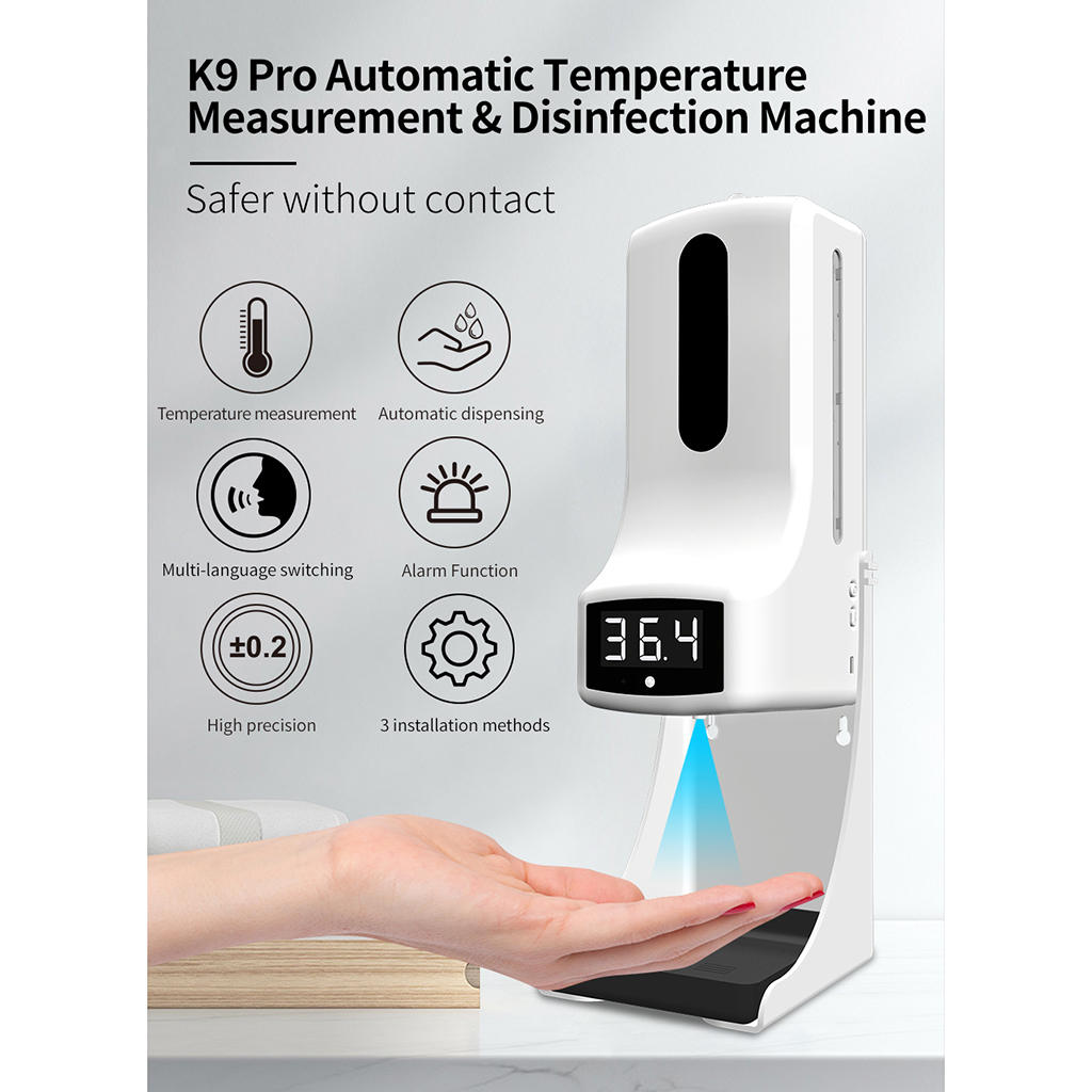 Thermometer w/ Soap Dispenser Sanitizing K9 PRO High Accuracy with Alarm