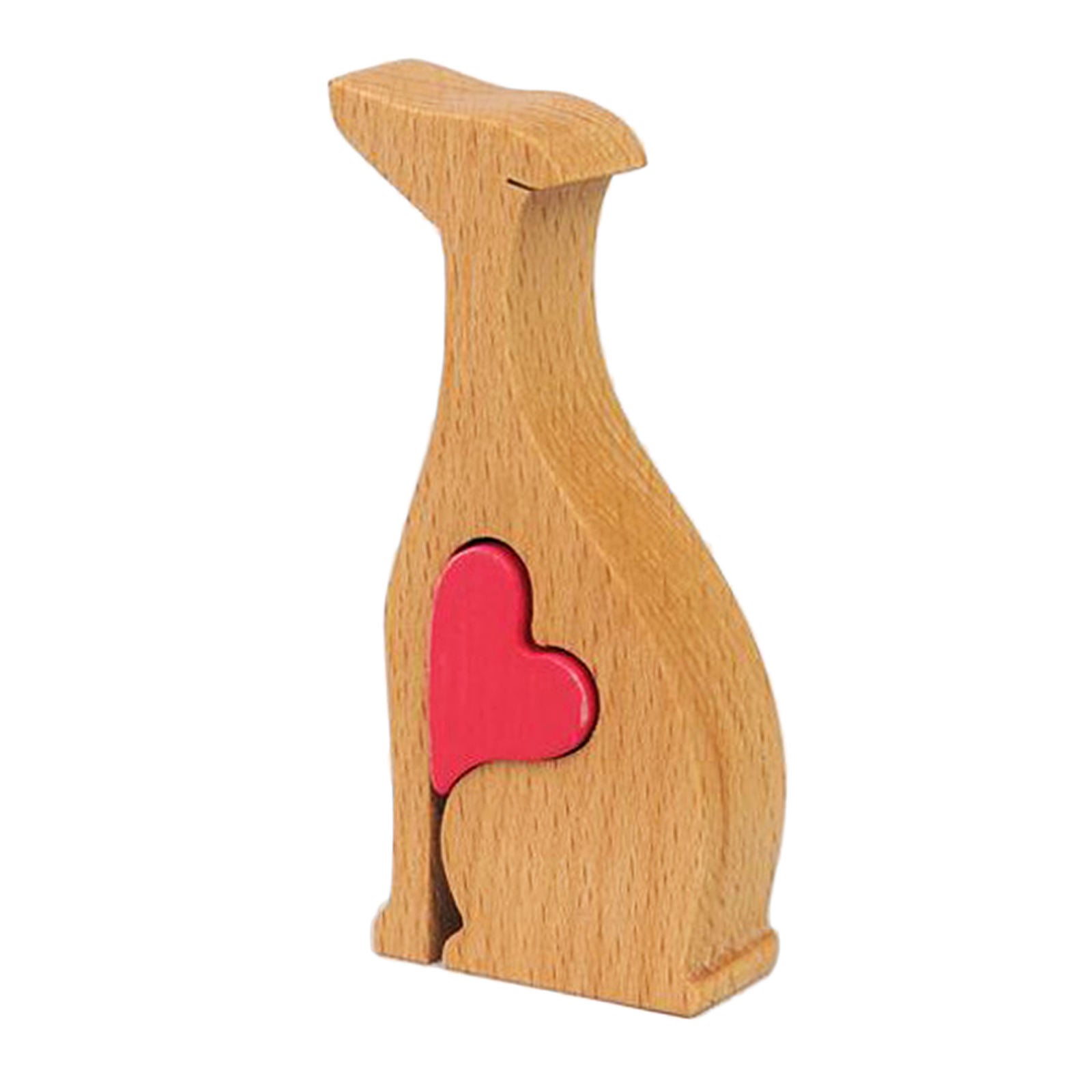 Wooden Cute Puppy Sculpture Accent Piece, Modern Dog Ornament Decorative Object