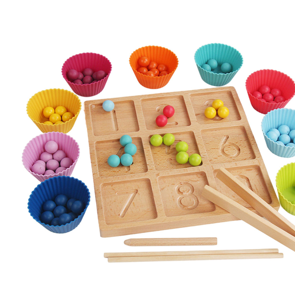 Montessori Wooden Toys Kids Clip Beads Puzzle Board Toys for Boys Girls