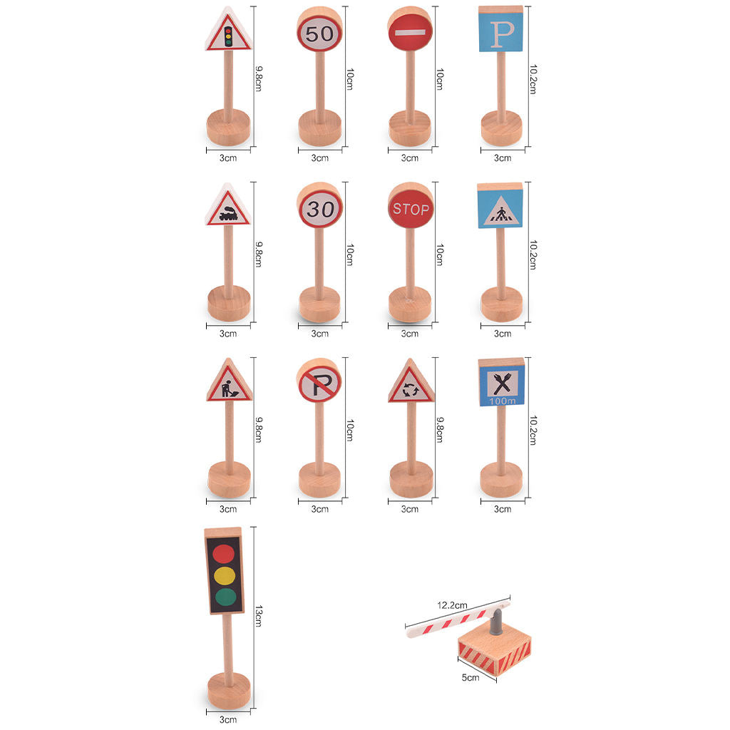 15/Set Wooden Crosswalk Road Sign Safety Learning Montessori Early Education